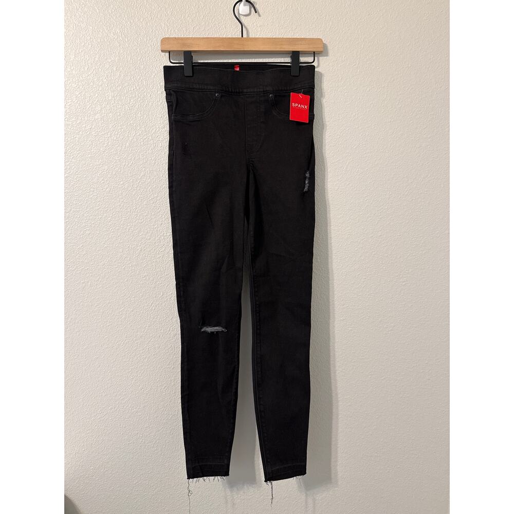 Spanx Distressed Denim Leggings in Vintage Black Womens Size XS - NWT‎